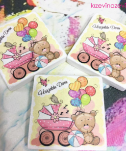 Ayı Temalı Kız Bebek Doğum Günü Taş Magnet