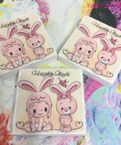 Tavşan Temalı Kız Bebek Doğum Günü Taş Magnet