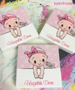 Kuş Temalı Kız Bebek Doğum Günü Taş Magnet
