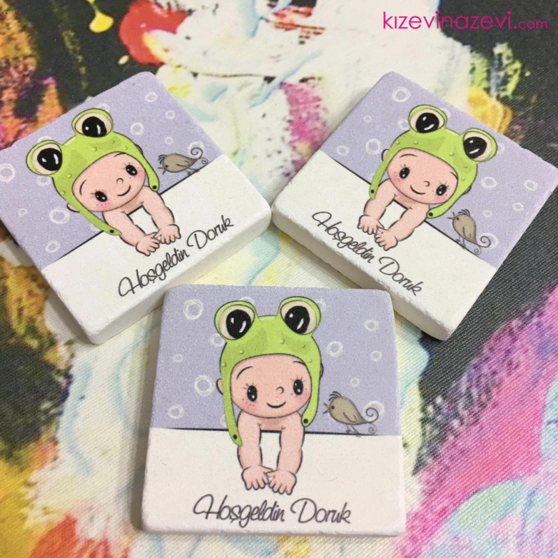 Kuş Temalı Erkek Bebek Doğum Günü Taş Magnet
