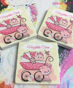 Kedi Temalı Kız Bebek Doğum Günü Taş Magnet