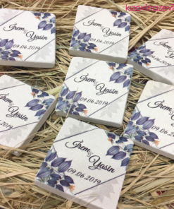 Mor yaprak modelli kişiye özel modern taş magnet