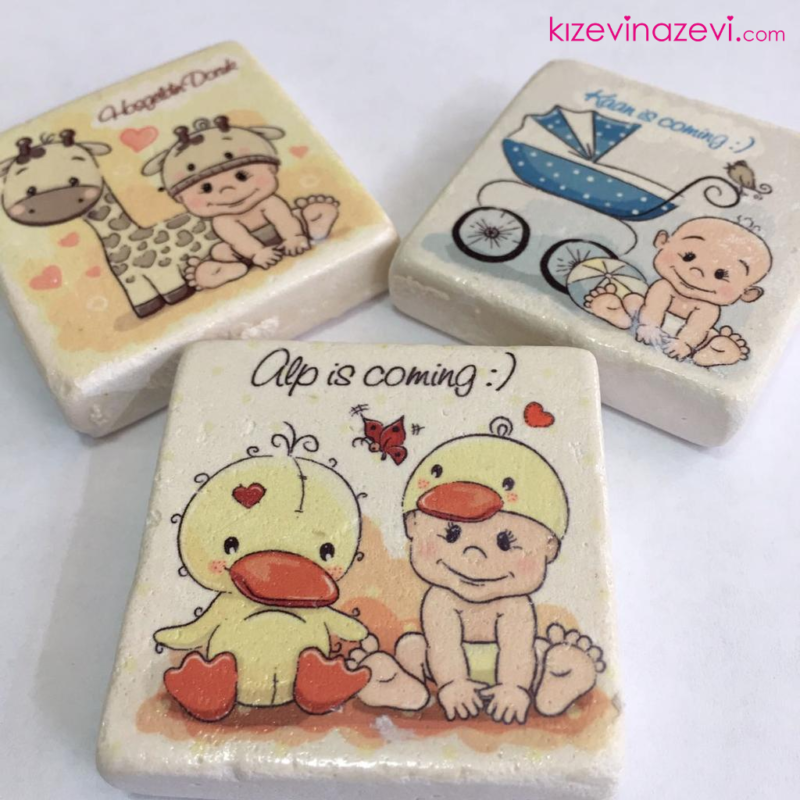 Ördek ve bebek modelli şirin taş magnet