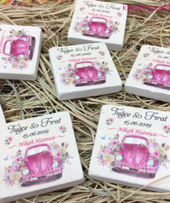 Pembe vosvos modelli kişiye özel taş magnet