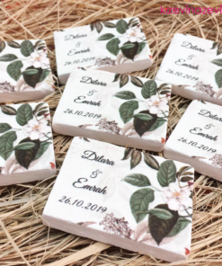 Yaprak ve çiçek modelli kişiye özel hediyelik taş magnet