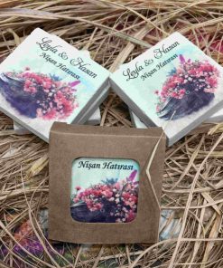 Çiçekli Tekne Temalı Nikah Düğün Nişan Kına Hatırası Taş Magnet