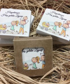 Kardeş ve Aile Temalı Bebek Çocuk Doğum Günü Hatırası Taş Magnet